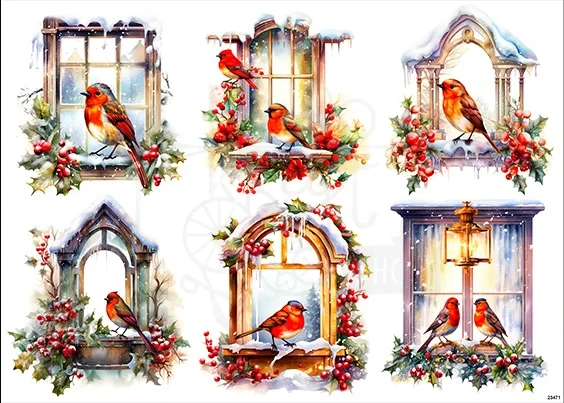 Papier ryżowy do decoupage A4 Zimowe ptaszki 23471