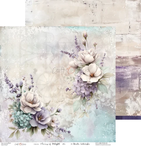 Zestaw papierów do scrapbookingu 30x30 Flowers Of Delight CC-C85-FOD-00 Craft O’Clock