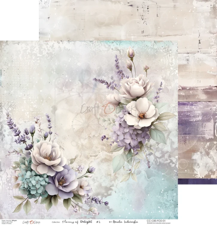 Zestaw papierów do scrapbookingu 30x30 Flowers Of Delight CC-C85-FOD-00 Craft O’Clock