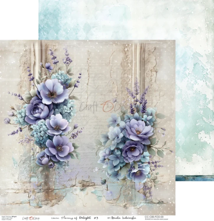 Zestaw papierów do scrapbookingu 30x30 Flowers Of Delight CC-C85-FOD-00 Craft O’Clock