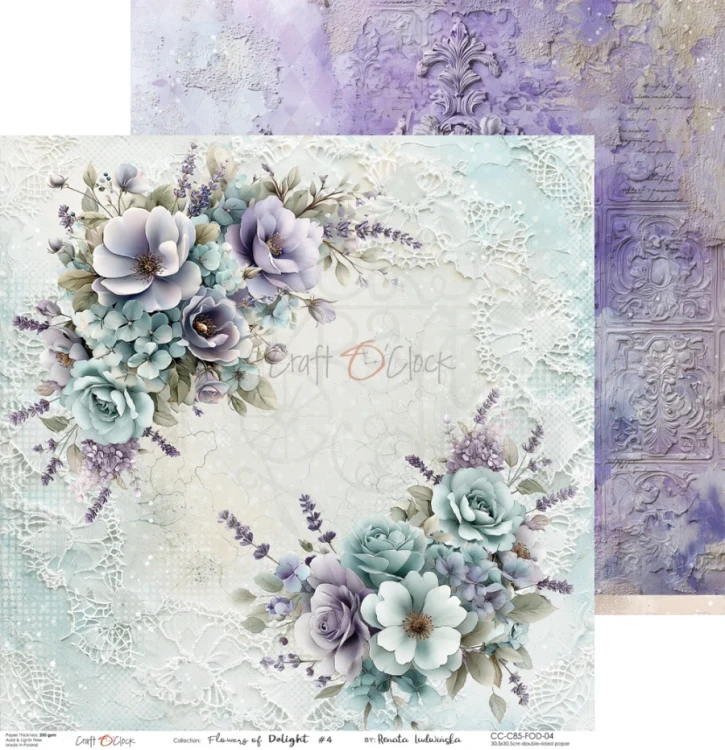 Zestaw papierów do scrapbookingu 30x30 Flowers Of Delight CC-C85-FOD-00 Craft O’Clock
