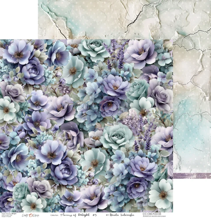 Zestaw papierów do scrapbookingu 30x30 Flowers Of Delight CC-C85-FOD-00 Craft O’Clock