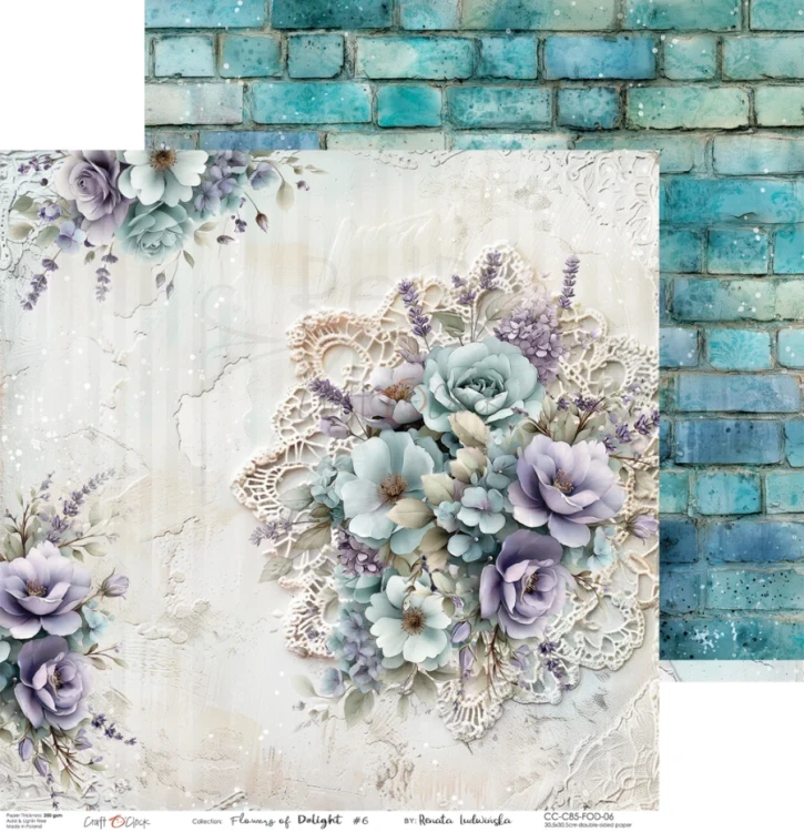 Zestaw papierów do scrapbookingu 30x30 Flowers Of Delight CC-C85-FOD-00 Craft O’Clock