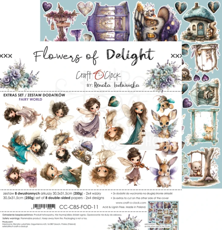 Zestaw papierów do scrapbookingu 20x20 Flowers Of Delight - Mix CC-C85-FOD-09 Craft O’Clock