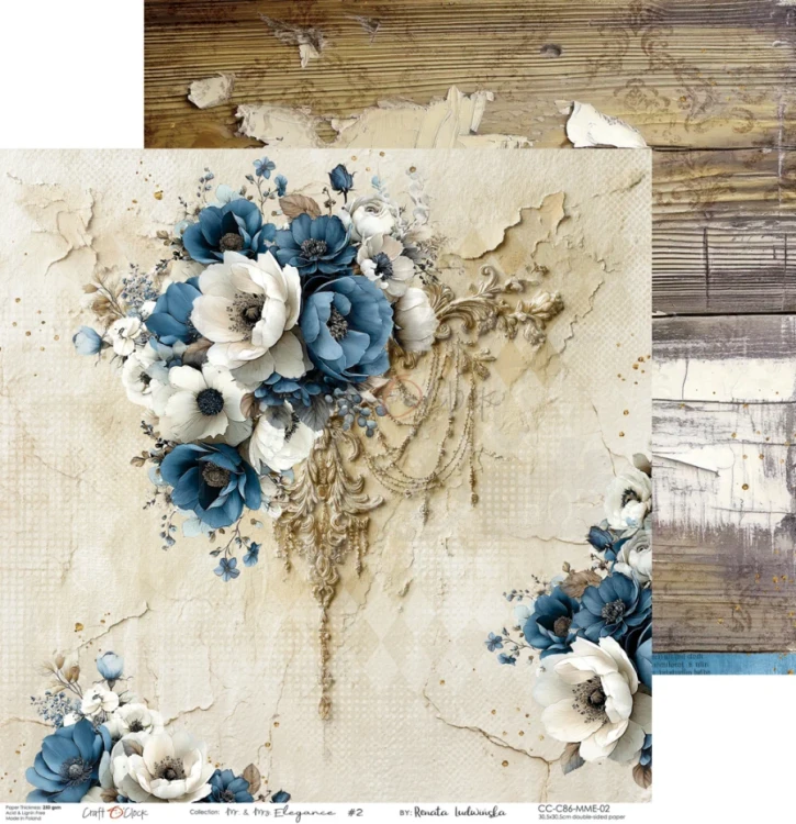 Zestaw papierów 30x30 dodatki do wycięcia Flowers Of Delight - Flowers &amp; More CC-C85-FOD-14 Craft O’Clock