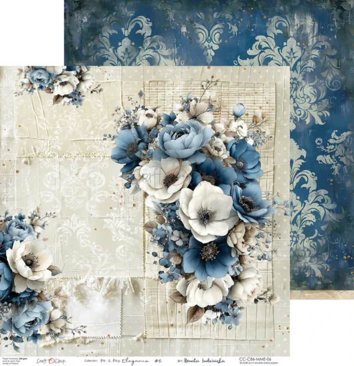 Zestaw papierów 30x30 dodatki do wycięcia Flowers Of Delight - Flowers &amp; More CC-C85-FOD-14 Craft O’Clock