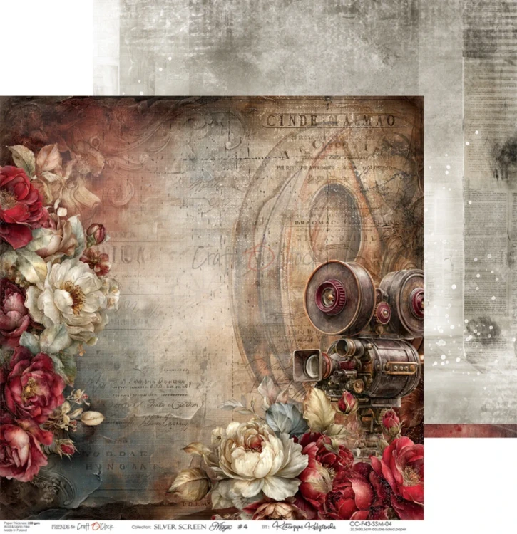 Zestaw papierów do scrapbookingu 30x30 Silver Screen Magic CC-F43-SSM-00 Craft O’Clock