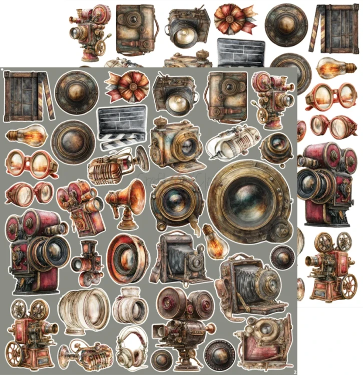 Zestaw papierów 30x30 dodatki do wycięcia Silver Screen Magic - Mix CC-F43-SSM-13 Craft O’Clock