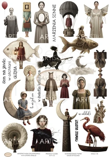 Papier do scrapbookingu A4 dodatki do wycinania Postacie Dolls 05 A-P-113 Artistiko