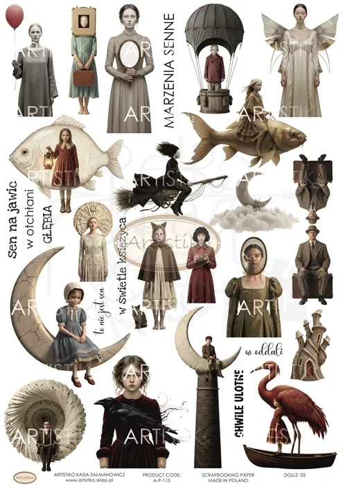 Papier do scrapbookingu A4 dodatki do wycinania Postacie Dolls 05 A-P-113 Artistiko