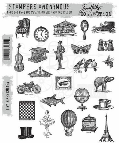 Stempel gumowy kauczukowy Tiny Things elementy retro CMS164 Tim Holtz Stampers Anonymous