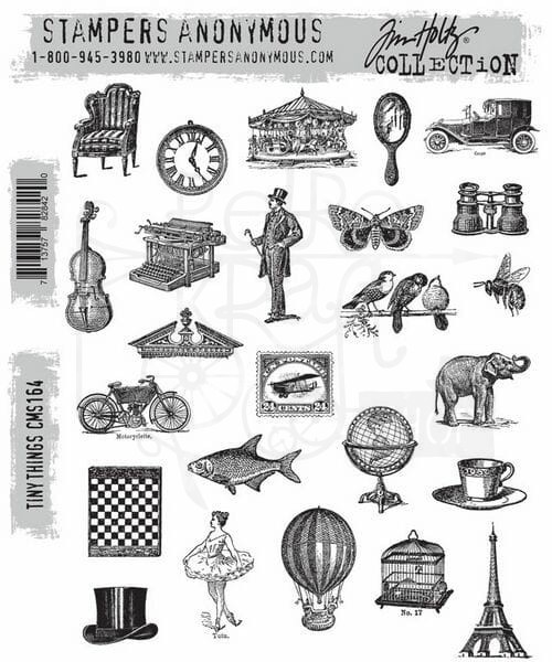 Stempel gumowy kauczukowy Tiny Things elementy retro CMS164 Tim Holtz Stampers Anonymous