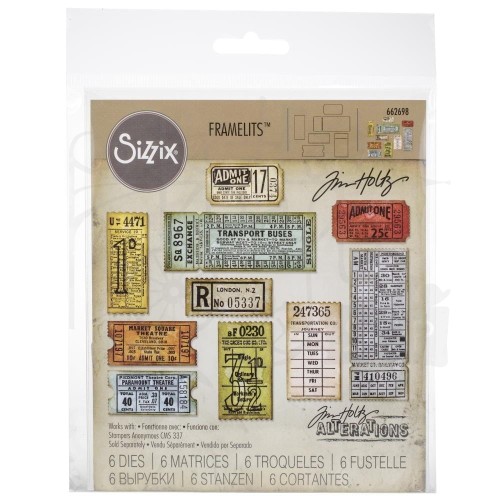 Wykrojnik Thinlits Dies - Ticket Booth by Tim Holtz bilety 6 elementów 662698 Sizzix