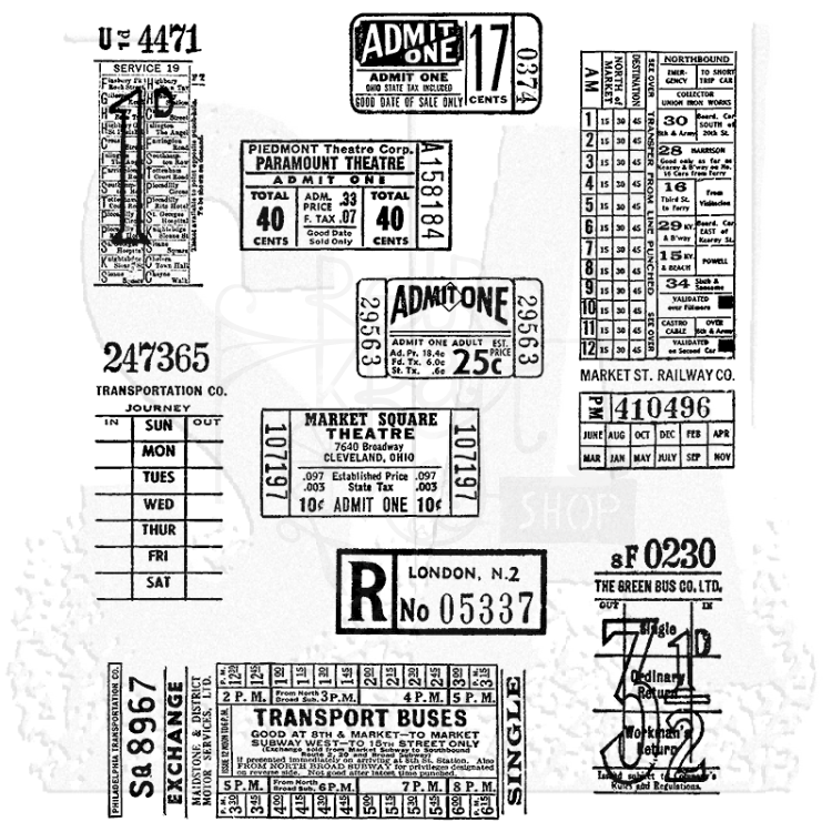 Stempel gumowy kauczukowy Ticket Booth bilety CMS337 Tim Holtz Stampers Anonymous