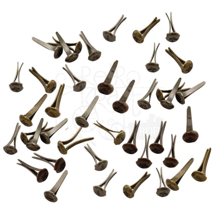 Ozdoby metalowe ćwieki - łby śrubek Idea-Ology Metal Screw-Top Paper Fasteners 99szt TH92790 Tim Holtz