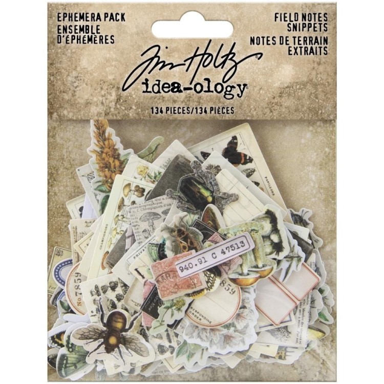 Ozdoby papierowe Idea-Ology Ephemera Snippets Field Notes 134szt TH94049 Tim Holtz