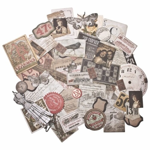 Ozdoby papierowe Idea-Ology Ephemera Pack Thrift Shop 54szt TH93114 Tim Holtz