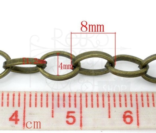 Łańcuszek metalowy 8x6mm 1mb - brąz