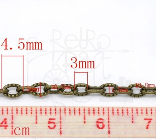 Łańcuszek metalowy 4.5x3mm - brąz 1mb