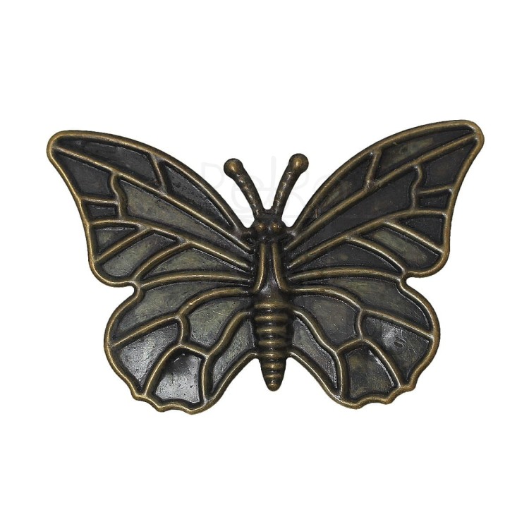 Motyl metalowy 2 płaski - brąz
