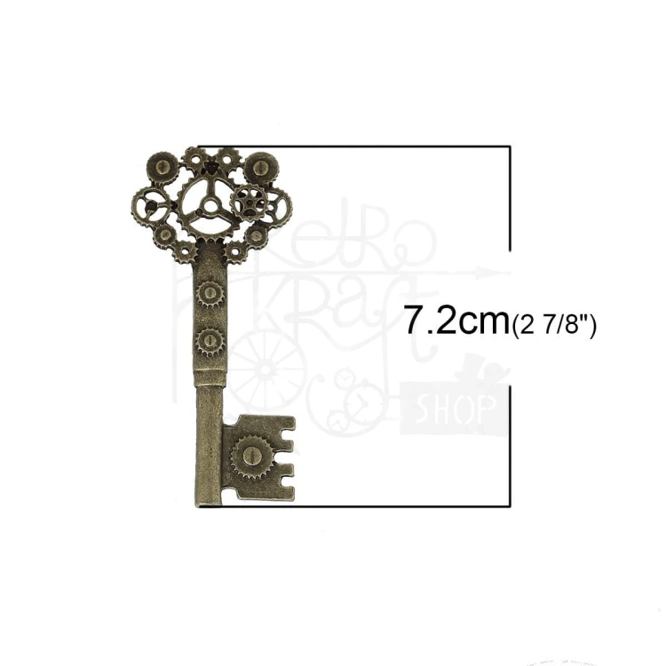 Klucz metalowy kluczyk 8 - z trybikami - brąz