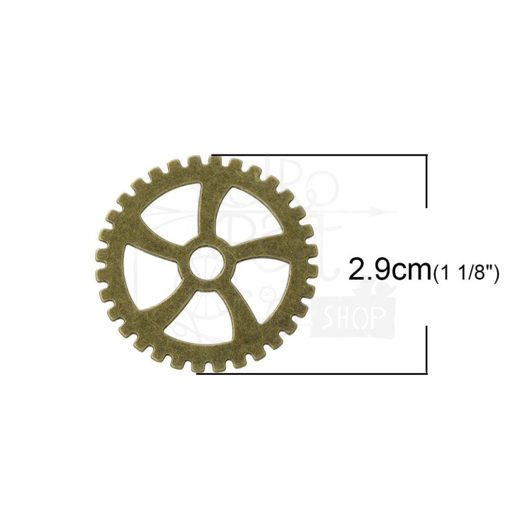 Trybik metalowy zębatka 29mm - wzór nr 7 - brąz