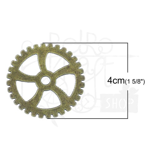 Trybik metalowy zębatka 40mm - wzór nr 8 - brąz