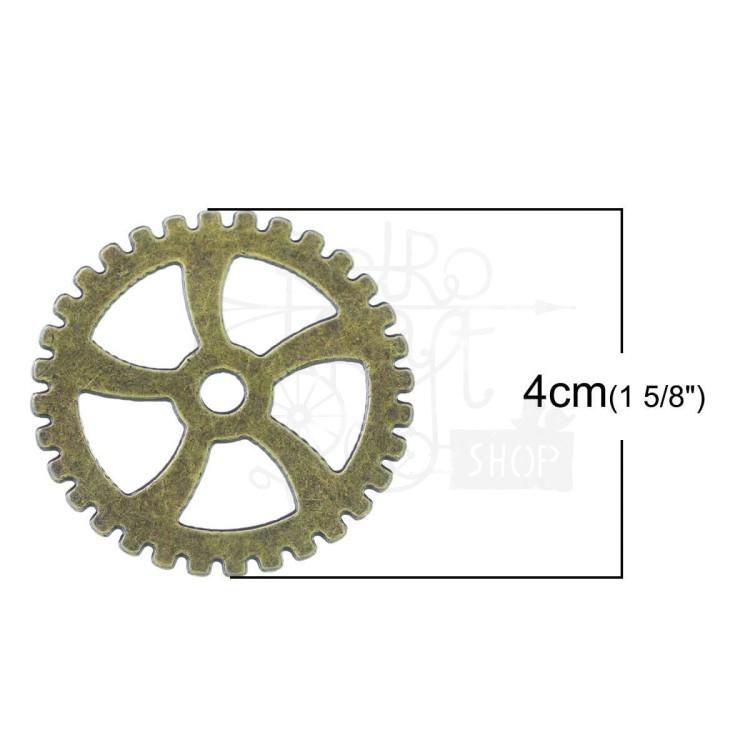 Trybik metalowy zębatka 40mm - wzór nr 8 - brąz