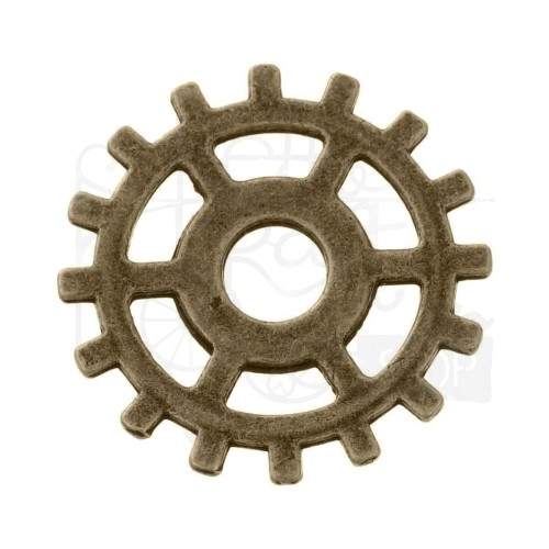 Trybik metalowy zębatka 25mm - wzór nr 9 - brąz